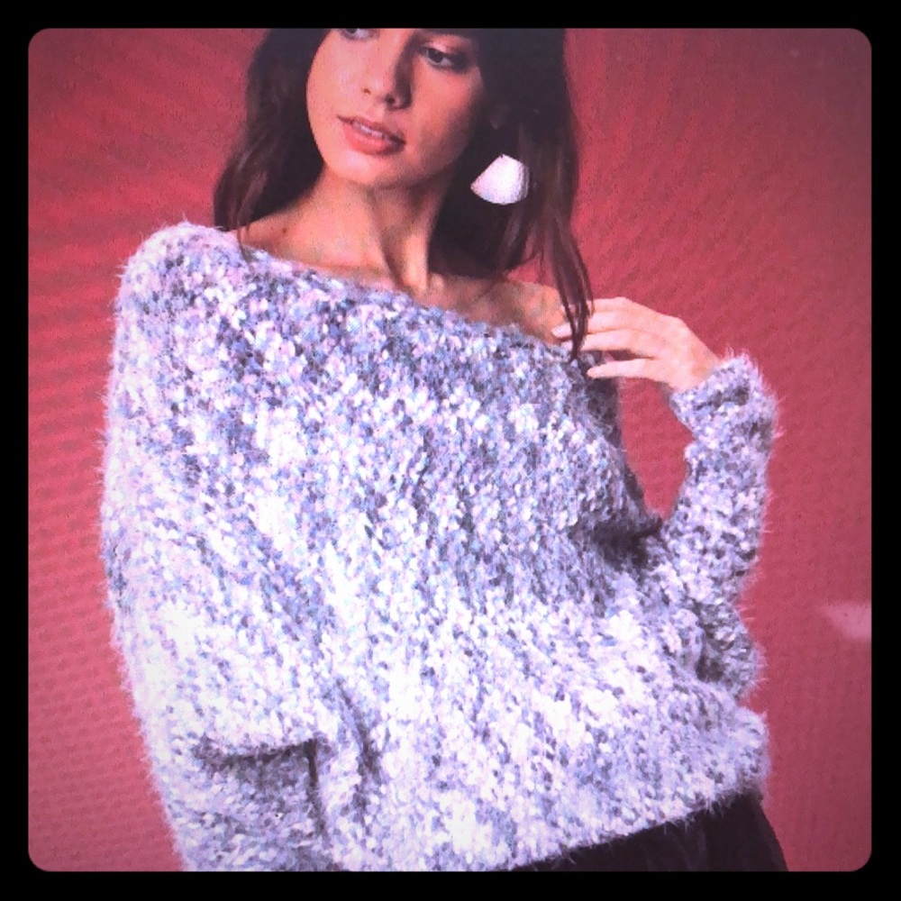 Lovestitch Bonnie Off-the-shoulder Fuzzy Sweater